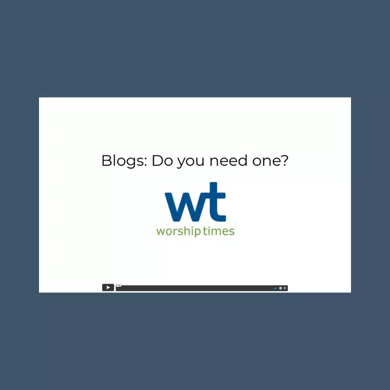 Graphic of video player with the text "Blogs: do you need one?"