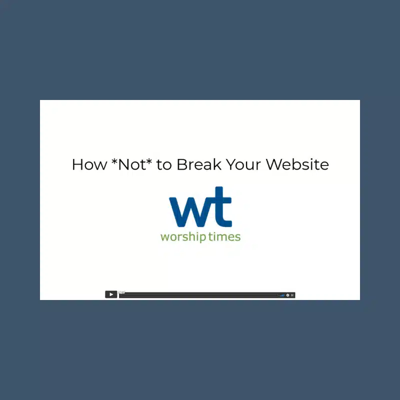 Graphic of video player with the text "How NOT to break your website."