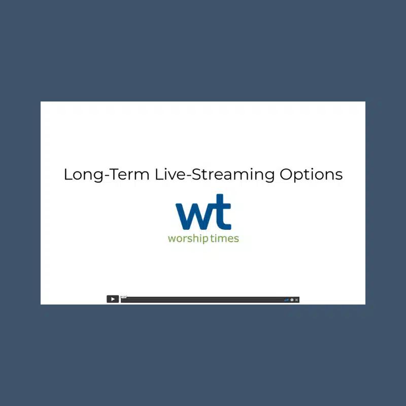 Graphic of video player with the text "Long Term Live-Streaming Options."