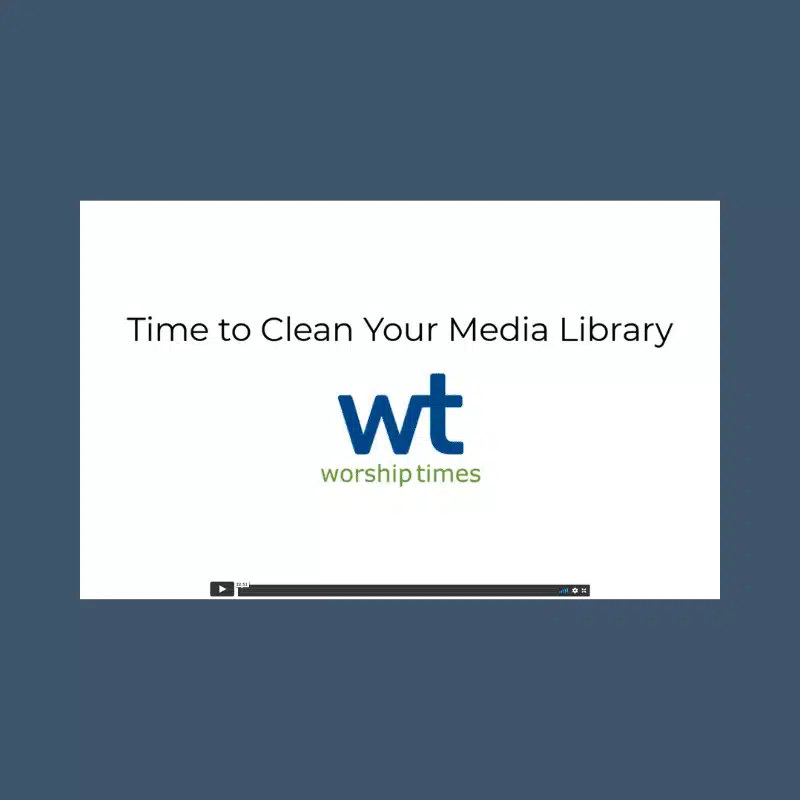 Graphic of a video with the thumbnail text "Time to clean your media library."