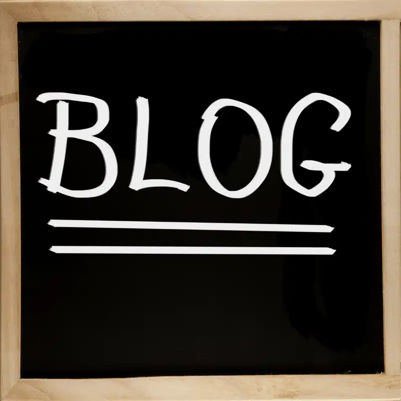Graphic of a framed chalkboard with the text "BLOG."