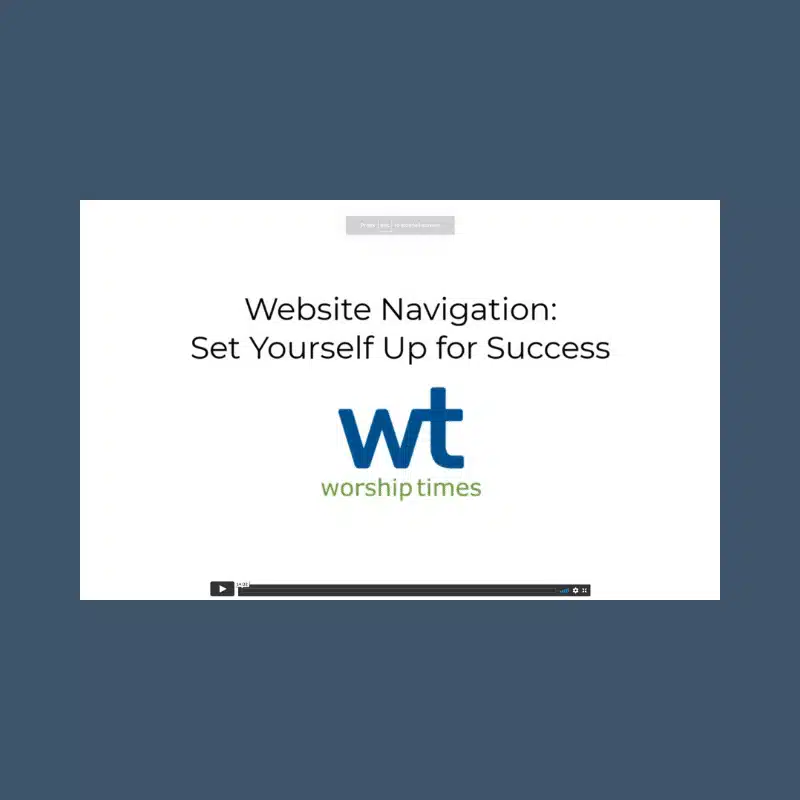 Graphic of video player with the text "Website Navigation: Set Yourself up for Success."