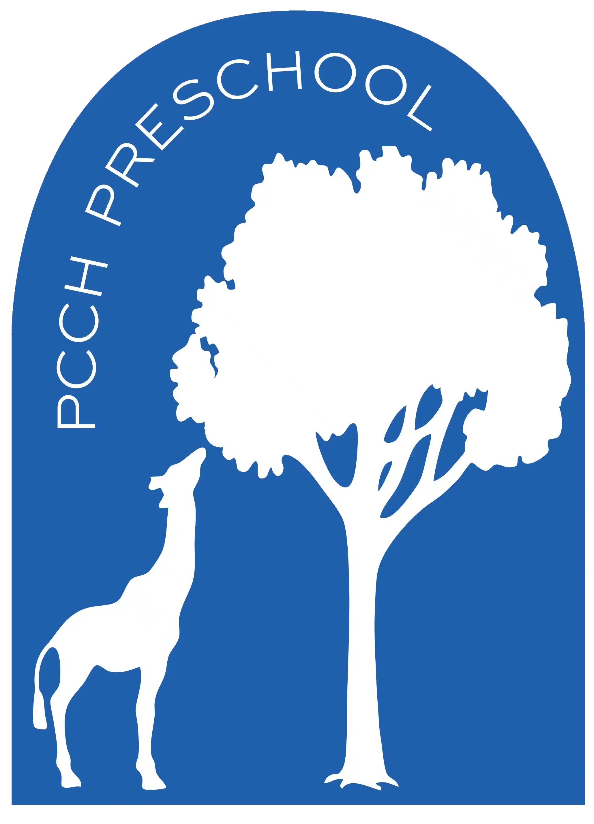 Blue logo featuring a silhouette of a giraffe reaching a tree, with the text 
